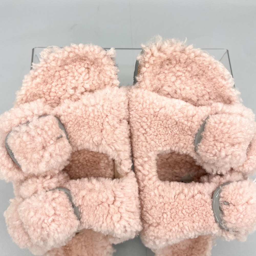 Birkenstock Papillio Womens 7‎ Arizona Sandals Shoes Pink Fuzzy Platform Slide - Picture 8 of 12
